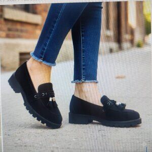 Rebecca Allen The Lug Black Suede Loafers. NIB/dust bag. Size 7.5